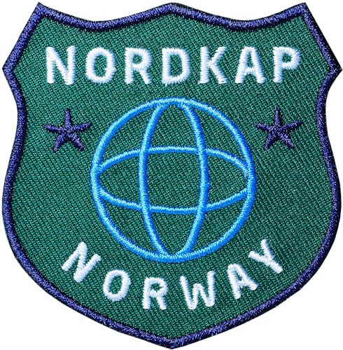 2 x Nordkap Norwegen Patch gestickt 60 x 61 mm/Aufnäher Aufbügler Bügel-Flicken Patches/Skandinavien Hurtigruten Polarlicht Polarkreis Outdoor Trekking Reise Reiseführer (Grün) von Club of Heroes