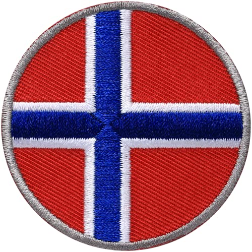 2 x Norwegen rund gestickt 52 mm/Flagge Fahne Wappen Land/Patch Patches Abzeichen Aufbügler Aufnäher Flicken Bügel-Flicken Applikation zum Aufbügeln Aufnähen auf Kleidung Rucksack von Club of Heroes