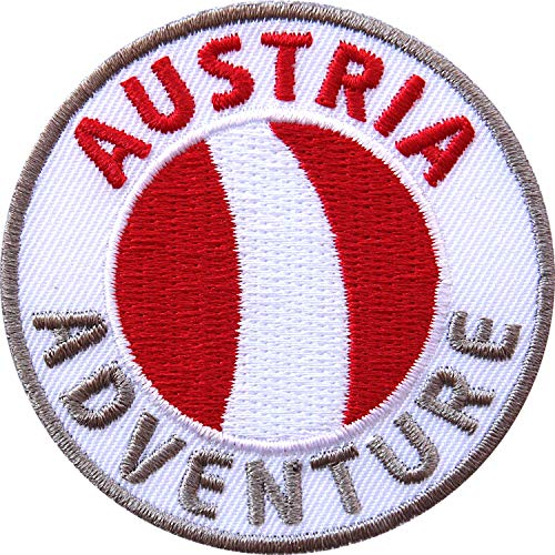 2 x Österreich Abzeichen 60 mm gestickt/Austria Adventure/Aufnäher Aufbügler Sticker Wappen Patches für Kleidung Rucksack/Reiseführer Abenteuer Flagge Fahne Land von Club of Heroes