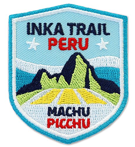 2 x Peru Abzeichen gestickt 51 x 60 mm/Inka-Trail Machu Picchu/Aufnäher Aufbügler Sticker Bügelbild Patch für Kleidung Rucksack/Reise Wandern Trekking Reiseführer Landkarte Planet Südamerika von Club of Heroes