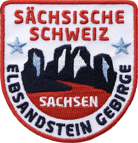 Sächsische Schweiz Patch 64 x 66 mm gestickt/Elbsandsteingebirge Malerweg Nationalpark Sachsen Dresden Elbe Wandern Wanderführer/Aufnäher Aufbügler Bügelflicken/Club of Heroes von Club of Heroes