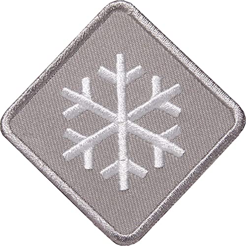 2 x Schneeflocke Patches 46 mm gestickt/Winter Wintersport Skifahren Schnee Erwachsene/Patch Aufnäher Aufbügler Bügelflicken zum aufbügeln aufnähen auf Kleidung Jacke COH (Grau-Weiss) von Club of Heroes