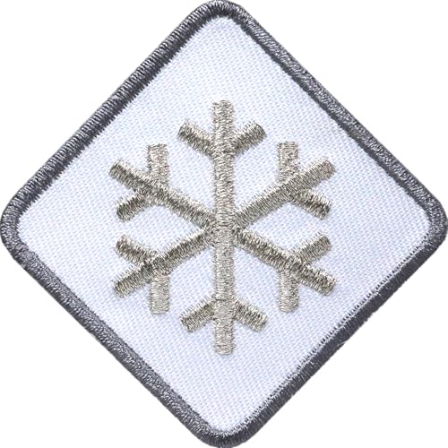 2 x Schneeflocke Patches 46 mm gestickt/Winter Wintersport Skifahren Schnee Erwachsene/Patch Aufnäher Aufbügler Bügelflicken zum aufbügeln aufnähen auf Kleidung Jacke COH (Weiss-Silber) von Club of Heroes