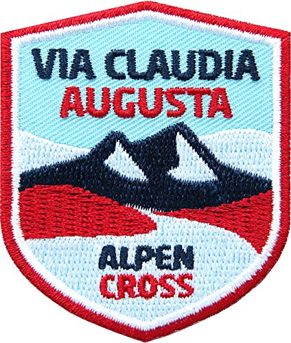 2 x Via Claudia Augusta Abzeichen 51 x 60 mm gestickt/Alpencross Transalp Radweg MTB Fahrrad Alpenüberquerung Römer-Straße/Aufnäher Aufbügler Sticker Bügelbild Patch/Radkarte Reiseführer Karte von Club of Heroes