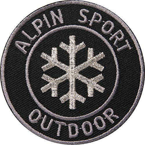 2 x Winter Outdoor Aufnäher gestickt 62 mm Silber/Alpin Sport Ski Snowboard Schneeflocke/Patches Aufnähen Aufbügeln/Kleidung Jacke Patch Aufbügler Flicken Bügelflicken (Schwarz-Silber) von Club of Heroes