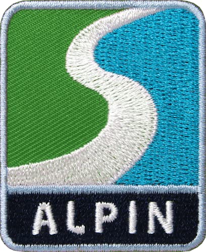 2 x Wintersport Alpin Patch gestickt 42 x 52 mm/Ski Skitour Snowboard Berge Alpen Winter Schnee/Aufnäher Aufbügler Patches zum Aufnähen Aufbügeln auf Kleidung Jacke Hose (Grün-Blau) von Club of Heroes