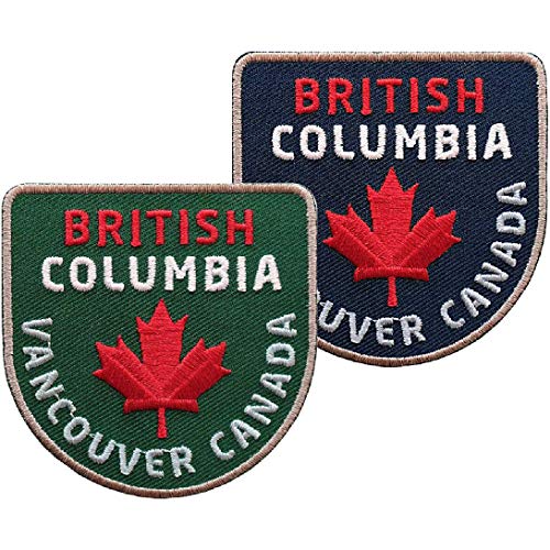 2er-Set Patches Canada British Columbia gestickt 60 mm/Vancouver Kanada Nationalpark Ahorn Flagge Flagg/Aufnäher Aufbügler Sticker Flicken Bügelbild Patch/aufnähen aufbügeln Jacke Winterjacke von Club of Heroes