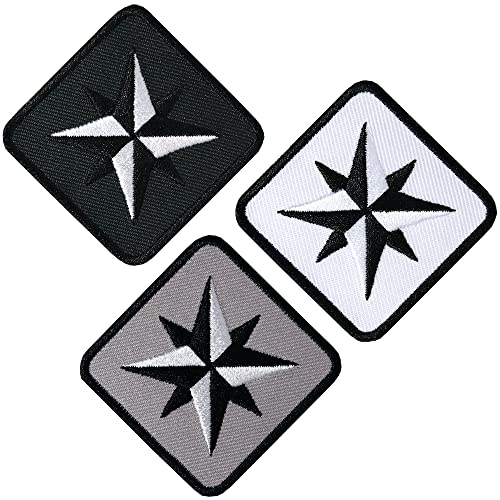 3 x Kompass Patch 46 mm / Aufnäher Aufbügler Flicken Sticker Patches zum Aufnähen Aufbügeln auf Kleidung Rucksack Taschen / Outdoor Wandern Sport Mode (Set 1) von Club of Heroes