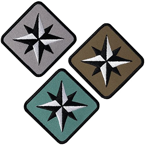 3 x Kompass Patch 46 mm/Aufnäher Aufbügler Flicken Sticker Patches zum Aufnähen Aufbügeln auf Kleidung Rucksack Taschen/Outdoor Wandern Sport Mode (Set 2) von Club of Heroes