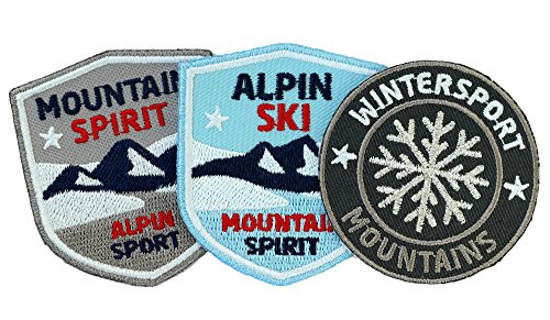 3er-Set gestickte Patches für Alpin Ski Wintersport Skifahren Bergsteigen Winter/Abzeichen Applikation Aufnäher Aufbügler Bügelbild Patch für Kleidung Rucksack Taschen/Club of Heroes (Set A) von Club of Heroes