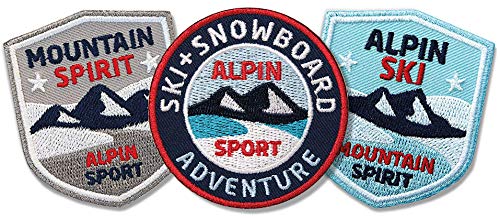 3er-Set, Stick-Abzeichen Winter Sport Alpin/Ski + Snowboard Mountain Spirit/Applikation Aufnäher Aufbügler Bügelbild Patch Patches für Kleidung, Rucksack, Tasche/Club of Heroes (Set B) von Club of Heroes