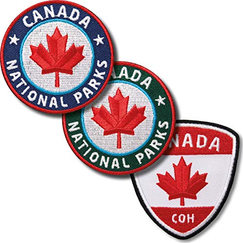 3er-Set Kanada Aufnäher 60 mm bestickt/Canada Flagge Ahorn Outdoor Trekking Reise Camping/gestickt Abzeichen Aufbügler Flicken Bügelflicken Flagg Patches für Kleidung Tasche Rucksack von Club of Heroes