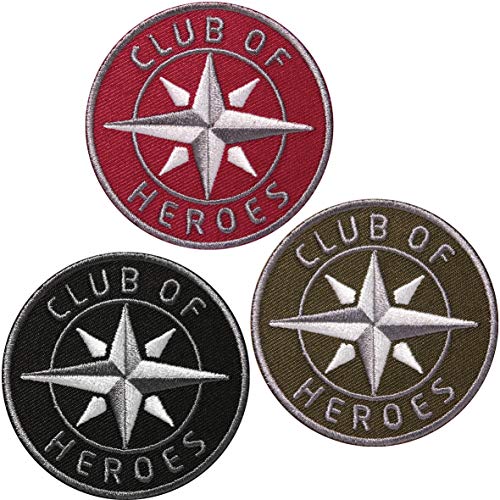 3er-Set Kompass Patch gestickt 62 mm rund/Aufnäher Patches zum Aufnähen Aufbügeln/Kleidung Jacke Patch Aufbügler Flicken Bügelflicken/Club of Heroes (Set Schwarz Rot Braun) von Club of Heroes