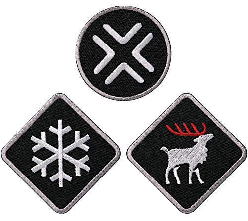 3er-Set Patches gestickt/Hirsch Schneeflocke Kreuz Winter Erwachsene/Patch Aufbügler Aufnäher Abzeichen Flicken Bügelflicken zum aufbügeln aufnähen auf Kleidung Jacke COH (Set 3) von Club of Heroes