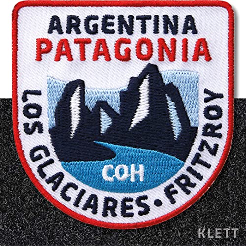 Argentinien Patagonia Klett-Patch 64 x 66 mm / gestickt Patches mit Klett Aufnäher Abzeichen auf Kleidung Rucksack / Patagonien Fritzroy Los Glaciares Reiseführer von Club of Heroes