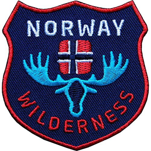 2 x Norwegen Wilderness Patch gestickt 60 x 61 mm/Skandinavien, Nordkap, Hurtigruten Nordlicht Geweih Elch Wildnis Natur Outdoor Reise, Reisen, Reiseführer von Club of Heroes