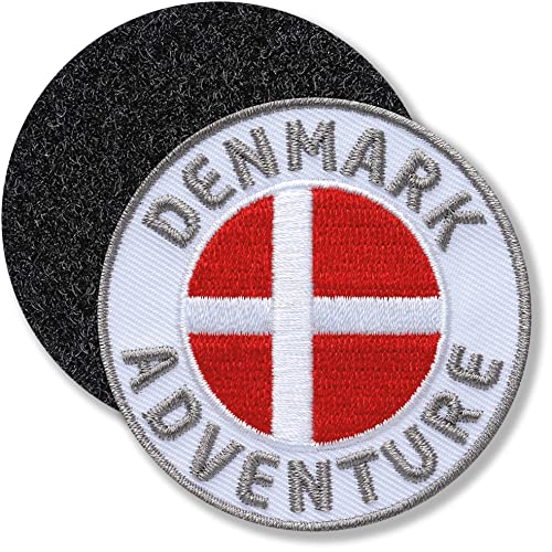 Dänemark Denmark/Klett-Patch gestickt rund/Klett Patch Patches Aufnäher Applikation zum aufnähen aufkleben auf Kleidung Rucksack Taschen Flagge von Club of Heroes