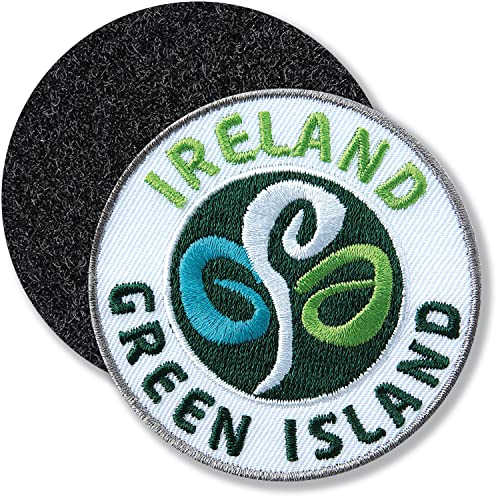 Irland Ireland/Klett-Patch gestickt rund/Klett Patch Patches Aufnäher Applikation zum aufnähen aufkleben auf Kleidung Rucksack Taschen von Club of Heroes