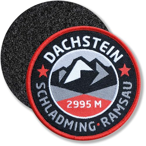 Klettpatch 68 mm - Dachstein Schladming Ramsau Österreich Höhe 2.995 m/Nördliche Kalkalpen Steiermark Dachstein-Massiv Gletscher Seilbahn/Patch gewebt mit Klett für Rucksack Kleidung von Club of Heroes