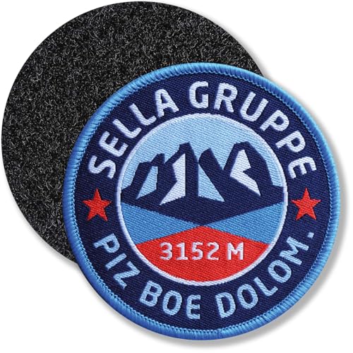 Klettpatch 68 mm - Sella Gruppe Dolomiten Piz Boe Höhe 3.152 m/Sellastock Südtirol Trentino Sellajoch Pordoijoch Grödner Joch Bergsteigen Klettern/Patch gewebt mit Klett von Club of Heroes