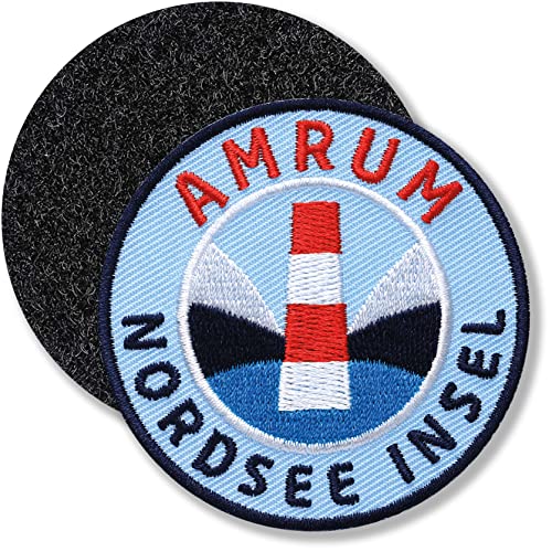 Klettpatch - Amrum Nordsee Insel 62 mm gestickt/Klett-Patch Patch Patches Klett Abzeichen auf Kleidung Rucksack/Leuchtturm Meer Strand Küste Urlaub/Blau Klettpatch - Amrum Nordsee Insel 62 mm gestickt/Klett-Patch Patch Patches Klett Abzeichen auf Kleidung Rucksack/Leuchtturm Meer Strand Küste Urlaub/Blau von Club of Heroes