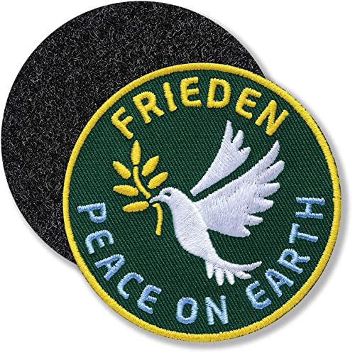 Klettpatch - Friedens-Taube rund gestickt 65 mm/Peace on Earth Frieden Taube Krieg Erde Zukunft/Klett-Patch Patch Patches Klett Abzeichen auf Kleidung Rucksack/Club of Heroes (Grün) von Club of Heroes