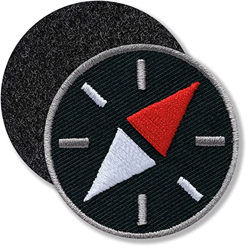 Klettpatch - Kompass gestickt 45 mm/Trekking Outdoor Survival Orientierung/Klett-Patch Patch Patches Klett Abzeichen auf Kleidung Rucksack / von Club of Heroes