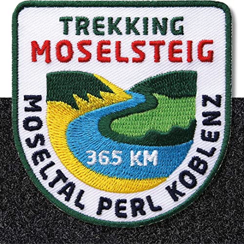 Klettpatch - Moselsteig Patch 64 x 66 mm gestickt/Klett Patches Aufnäher Abzeichen auf Kleidung Rucksack Erwachsene/Mosel Wandern Wanderweg Wanderführer/Club of Heroes von Club of Heroes