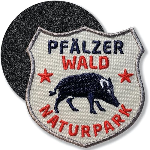 Klettpatch - Pfälzerwald Pfalz Patch 60 x 61 mm gestickt/Rheinland-Pfalz Pfälzer Wald/Aufnäher Klett Abzeichen Patches für Kleidung Rucksack/Reiseführer Wanderführer Elsass Vogesen (Beige) von Club of Heroes