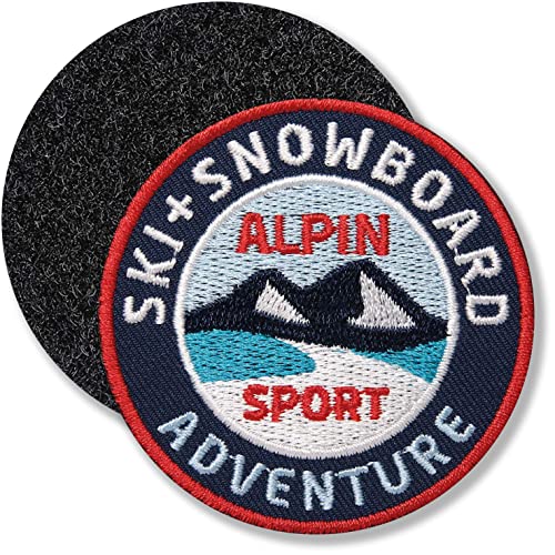 Klettpatch - Skifahren Snowboard Alpin 62 mm gestickt rund/Klett Patch Patches Aufnäher Applikation zum kletten aufnähen aufkleben auf Kleidung Rucksack Taschen/Club of Heroes (Navy) von Club of Heroes