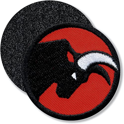 Klettpatch - Stier Patch gestickt 45 mm/Patches Abzeichen Applikation zum kletten aufnähen aufkleben auf Kleidung Rucksack Tasche/Tier Symbol Logo Horn Hörner/Club of Heroes (Rot) von Club of Heroes