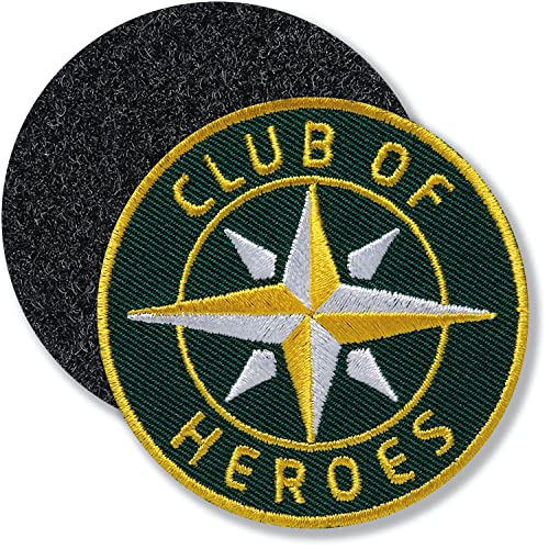 Klettpatch - Kompass Patch gestickt 62 mm rund/Klett Patches Abzeichen Aufnäher Applikation zum Kletten aufnähen aufkleben auf Kleidung Rucksack Taschen/Club of Heroes (Grün-Gelb) von Club of Heroes