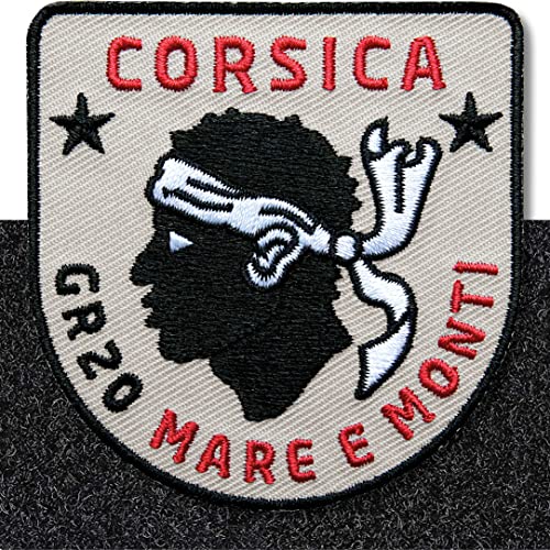 Korsika GR20 Klett-Patch gestickt/Patch Patches mit Klett Aufnäher Abzeichen Applikation auf Kleidung Rucksack/Mare e Monti von Club of Heroes