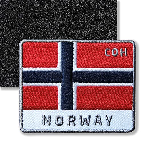 Norwegen Flagge/Klett Patch gestickt mit Klett-Verbindung rund/Klettpatch Klettabzeichen Klett-Patches Aufnäher Applikation für Kleidung Rucksack Taschen / von Club of Heroes