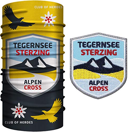 Patch-Set (Tegernsee Sterzing) 1 Abzeichen gestickt + 1 Multifunktionstuch aus weicher Mikrofaser/Applikation Patches Aufbügler Aufnäher/Halstuch Kopftuch Schal/Club of Heroes von Club of Heroes