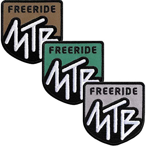 SET 3 x MTB Freeride Patch 60 x 62 mm hochwertig gestickt/Aufbügler Aufnäher Flicken Bügel-Flicken zum aufbügeln aufnähen/Mountainbike Downhill Radtour Bikinig Cycling (Bunt 3) von Club of Heroes