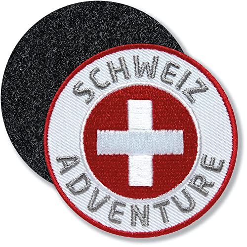 Schweiz Suisse / Klett-Patch gestickt rund / Klett Patch Patches Aufnäher Applikation zum aufnähen aufkleben auf Kleidung Rucksack Taschen Flagge von Club of Heroes