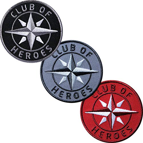 Set 3 x Kompass Patch 62 mm gestickt rund/Aufnäher Aufbügler Patches Bügelflicken zum Aufbügeln Aufnähen/Adventure Kompass Trekking Wandern (Set 3) von Club of Heroes