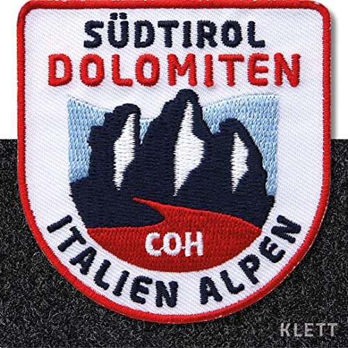 Südtirol Dolomiten Klett-Patch 64 x 66 mm/gestickt Patches mit Klett Aufnäher Abzeichen auf Kleidung Rucksack/Berge Drei-Zinnen Marmolata Ortler Wanderführer Reiseführer Reisen von Club of Heroes