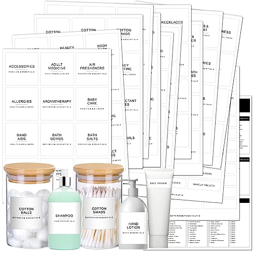 Cludoo Badezimmer-Etikett zum Organisieren, 204 Stück, minimalistische, vorgedruckte Badezimmer-Etiketten für Gläser mit DIY-Blanko-Etiketten, wasserdicht, reißfest, Gläser, organisieren Cludoo Badezimmer-Etikett zum Organisieren, 204 Stück, minimalistische, vorgedruckte Badezimmer-Etiketten für Gläser mit DIY-Blanko-Etiketten, wasserdicht, reißfest, Gläser, organisieren von Cludoo
