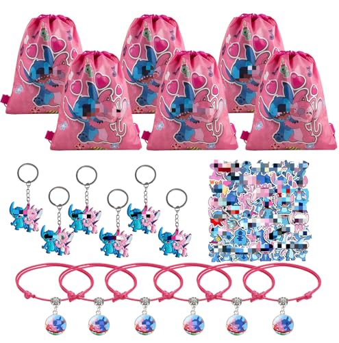 62Pcs Kindergeburtstag Party Mitgebsel, Cartoon Turnbeutel, Armband Schmuck für Kinder, Schlüsselanhänger Silikon,Cartoon Aufkleber, Cartoon Party Give Away (A) von Clvsyh