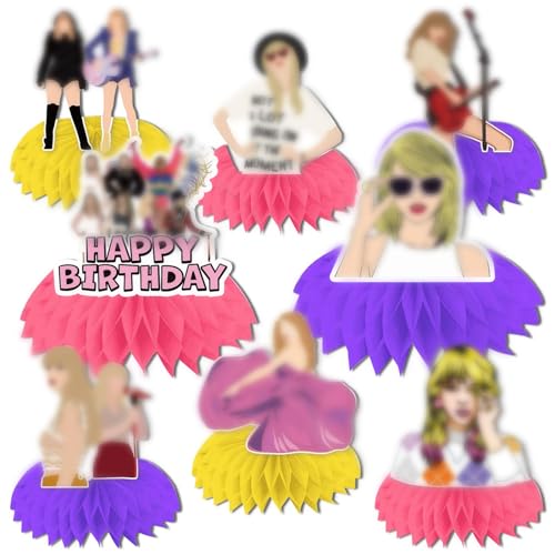 8Pcs 3D Waben Honeycomb Dekorationen, Tay-lor Swift Geburtstag Waben Dekorationen, Mittelstücke Tischaufsätze für Kinder, Bienenwabe Mittelstücke Taylor Party Waben Mittelstücke für Tischdekoration von Clvsyh