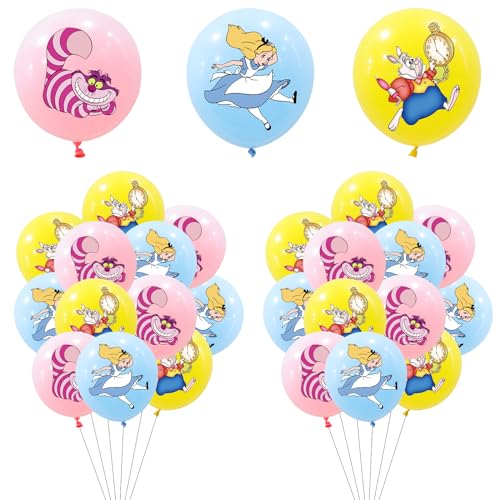Alice in Wonderland Geburtstag Luftballons, 30Pcs Prinzessin Luftballons, Alice in Wonderland Prinzessin Ballon Birthday Decoration, Prinzessin Latex Luftballon, Ballon für Kinder Birthday Dekoration von Clvsyh