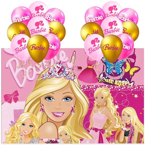Bar-bi Thema Geburtstag Dekoration, Rosa Geburtstag Hintergrund Banner, Prinzessin Hintergrund Partyballons, Geburtstag Party Zubehör für Jungen und Mädchen von Clvsyh