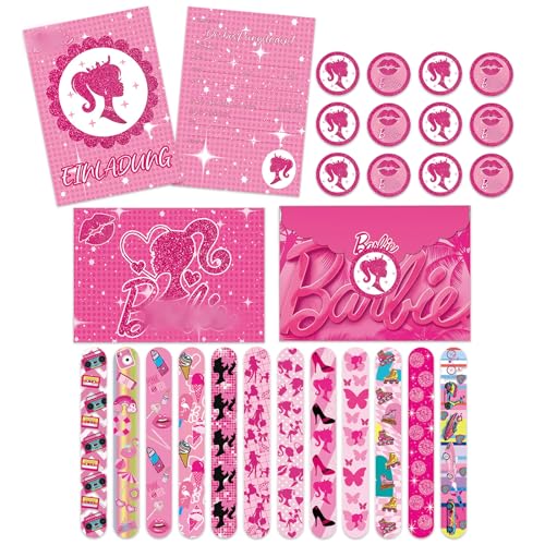 Clvsyh 48Pcs Kinder Barbiprinzessin Geburtstag Mitgebsel, Bar-bi Einladungskarten Geburtstag + Schnapparmband Kinder + Umschlag + Runder Aufkleber, Barbiprinzessin Party Mitgebsel Clvsyh 48Pcs Kinder Barbiprinzessin Geburtstag Mitgebsel, Bar-bi Einladungskarten Geburtstag + Schnapparmband Kinder + Umschlag + Runder Aufkleber, Barbiprinzessin Party Mitgebsel von Clvsyh