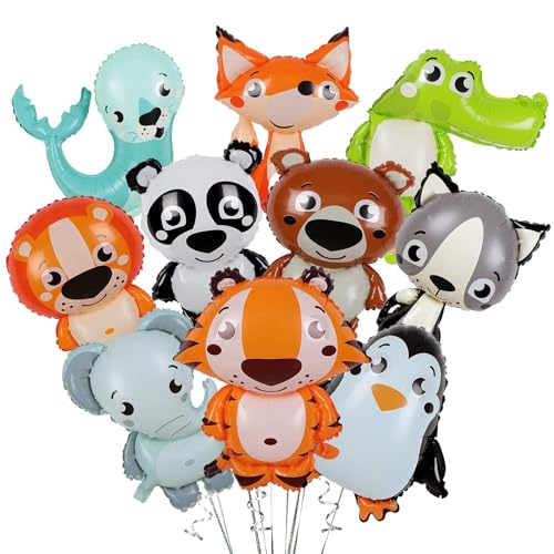 Tiere Folienballon, 10 Stück Tier Dschungel Ballon, Leopard Elefant AFFE Giraffe Löwe Zebra Ballon, Tiere Helium Ballons, Alufolienballon, Jungen und Mädchen Kindergeburtstag Ballondekoration Tiere Folienballon, 10 Stück Tier Dschungel Ballon, Leopard Elefant AFFE Giraffe Löwe Zebra Ballon, Tiere Helium Ballons, Alufolienballon, Jungen und Mädchen Kindergeburtstag Ballondekoration von Clvsyh