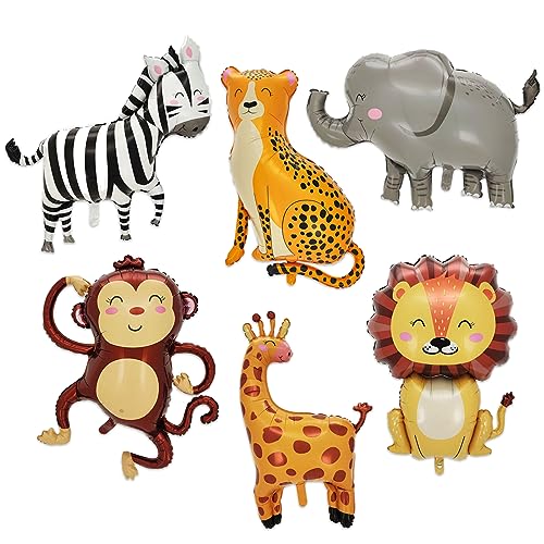 Tiere Folienballon, 6 Stück Tier Dschungel Ballon, Leopard Elefant Affe Giraffe Löwe Zebra Ballon, Tiere Helium Ballons, Alufolienballon, Jungen und Mädchen Kindergeburtstag Ballondekoration Tiere Folienballon, 6 Stück Tier Dschungel Ballon, Leopard Elefant Affe Giraffe Löwe Zebra Ballon, Tiere Helium Ballons, Alufolienballon, Jungen und Mädchen Kindergeburtstag Ballondekoration von Clvsyh