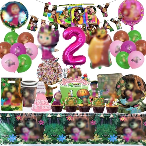 2 Jahren Mädchen und der Bär Gebutstag Geschirr,Mädchen und der Bär Geburtstag Dekoration Set,146pcs Mädchen und der Bär Geburtstag Party Set,Tischdecke,Banner und Servietten 2 Jahren Mädchen und der Bär Gebutstag Geschirr,Mädchen und der Bär Geburtstag Dekoration Set,146pcs Mädchen und der Bär Geburtstag Party Set,Tischdecke,Banner und Servietten von Clybeaut