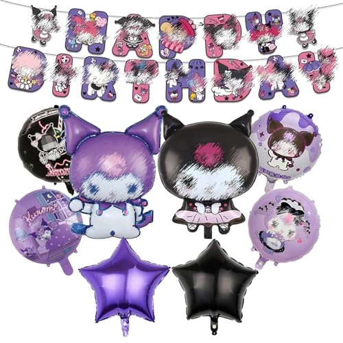 9Pcs K-urmi Party Deko, Luftballon Geburtstag, Niedliche Cartoon K-urmi Ballons Partydekoration-Set, 7 Ballons + 1 Banner für Fröhliche Feste von Clybeaut