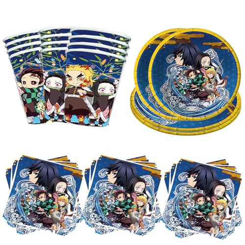 Clybeaut Demon Partygeschirr Set, 10x Demon-Zoll-Papierteller + 10x Pappbecher + 20x Papierservietten - Kindertischset mit Motive für Feste von Clybeaut